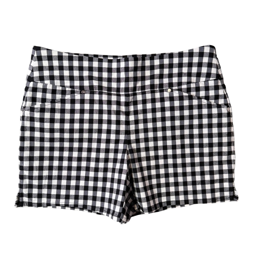INC Black White Gingham Checkered Pull On Shorts Stretch Size 4 Retro Rockabilly
